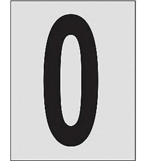 Brady Reflective Individual Number and Letter Labels, 0, 1" H, Black on Silver