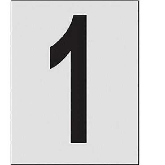 Brady Reflective Individual Number and Letter Labels, 1, 1" H, Black on Silver