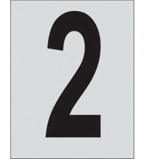 Brady Reflective Individual Number and Letter Labels, 2, 1" H, Black on Silver