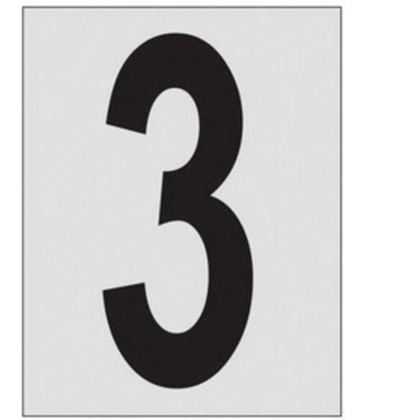 Brady Reflective Individual Number and Letter Labels, 3, 1" H, Black on Silver