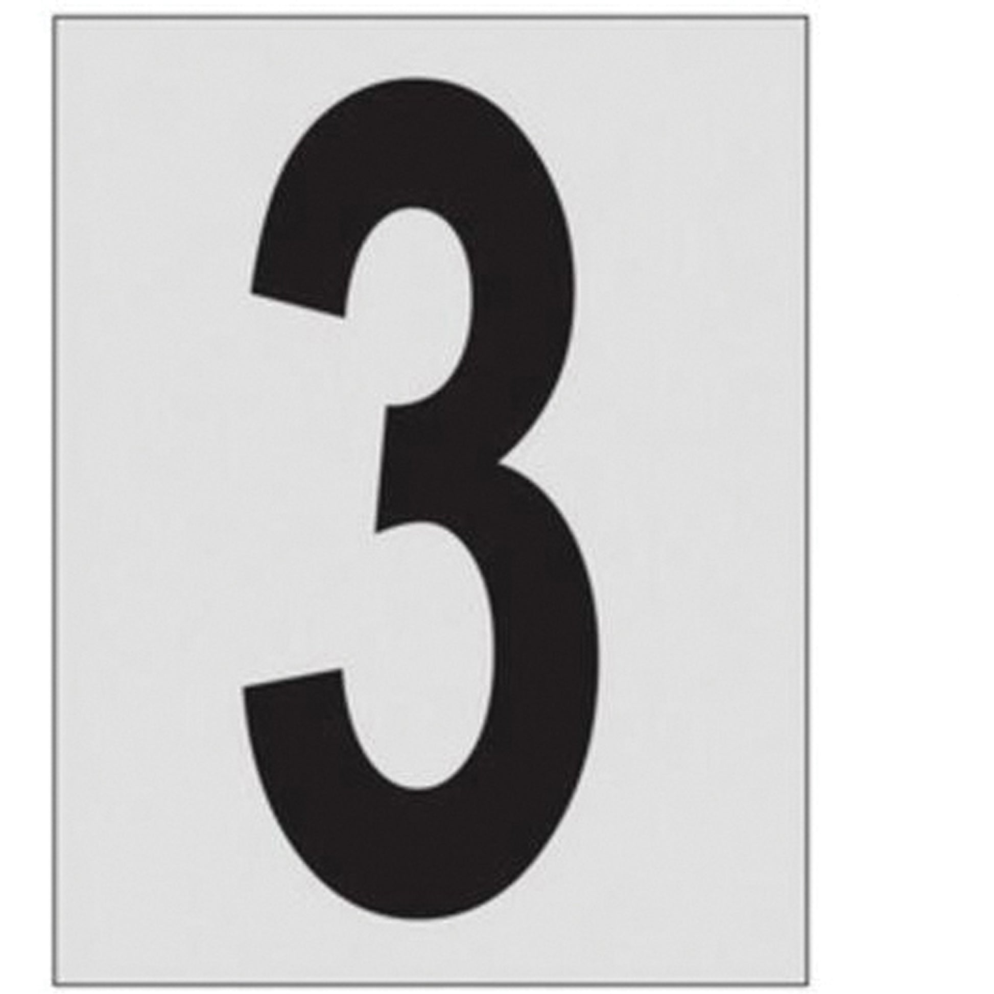 Brady Reflective Individual Number and Letter Labels, 3, 1" H, Black on Silver