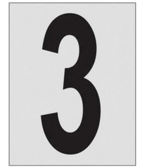 Brady Reflective Individual Number and Letter Labels, 3, 1" H, Black on Silver