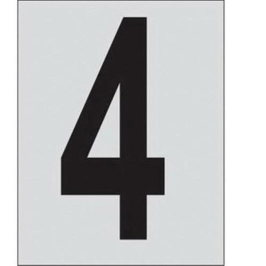 Brady Reflective Individual Number and Letter Labels, 4, 1" H, Black on Silver