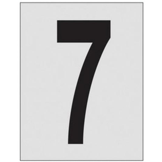 Brady Reflective Individual Number and Letter Labels, 7, 1" H, Black on Silver