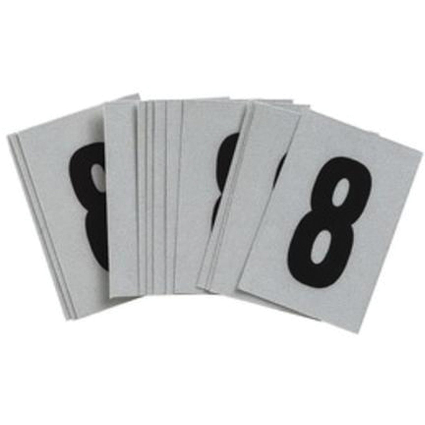 Brady Reflective Individual Number and Letter Labels, 8, 1" H, Black on Silver