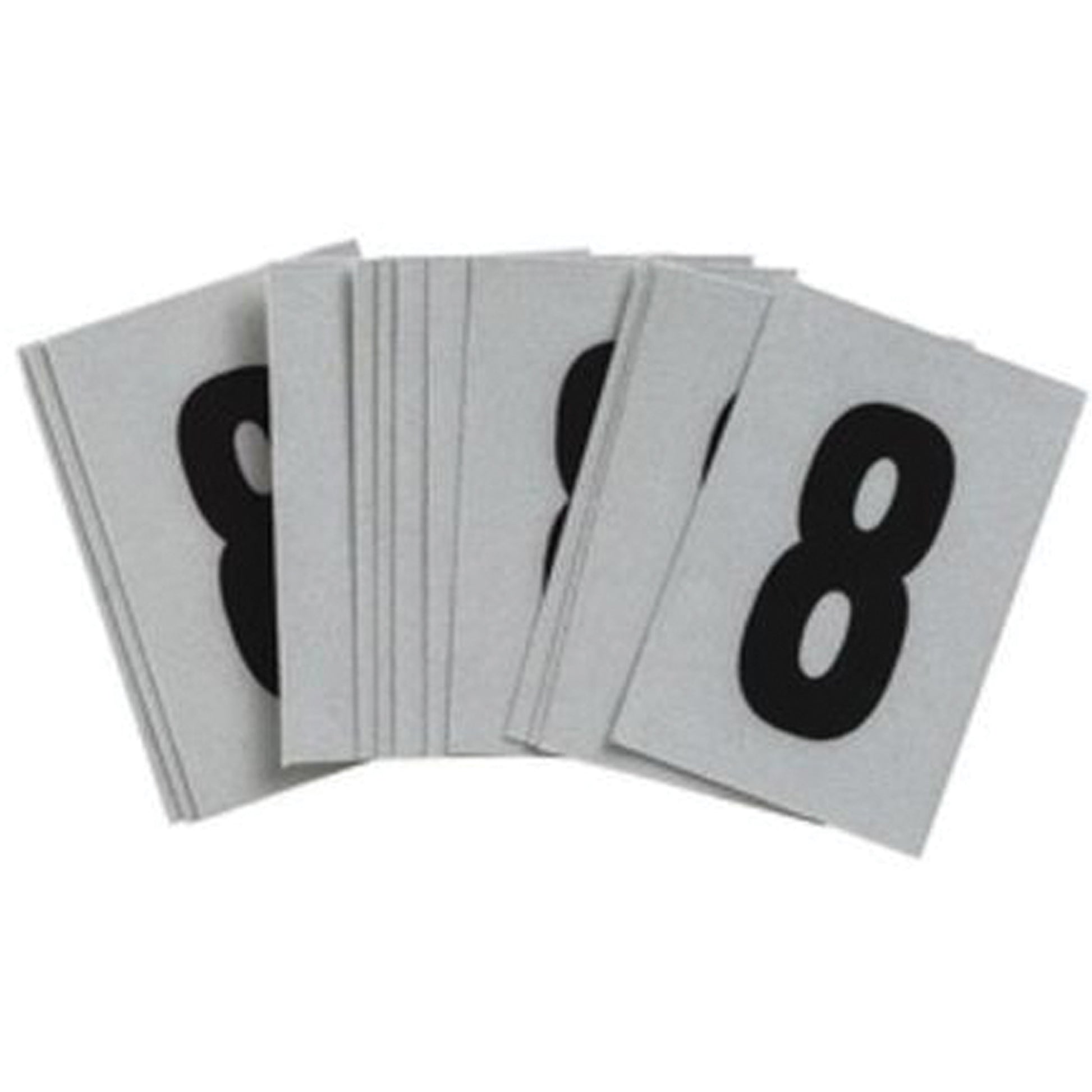 Brady Reflective Individual Number and Letter Labels, 8, 1" H, Black on Silver