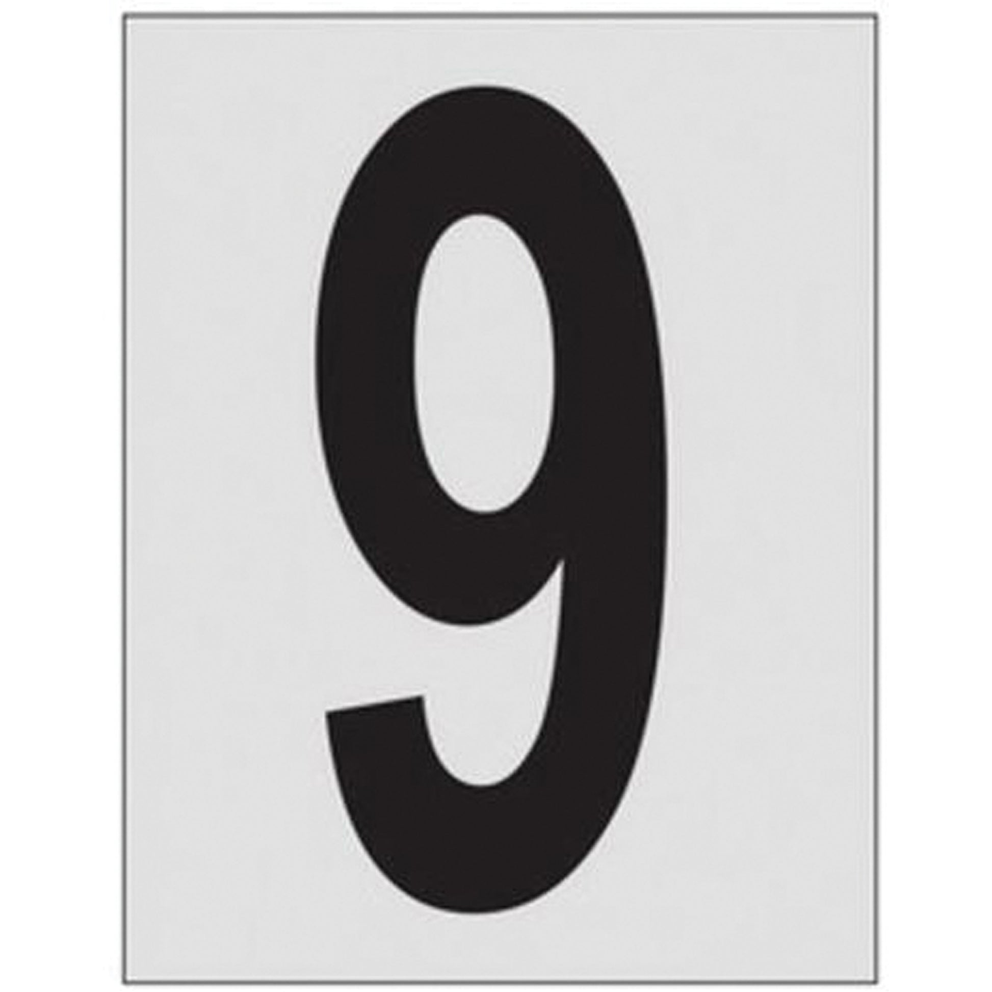 Brady Reflective Individual Number and Letter Labels, 9, 1" H, Black on Silver