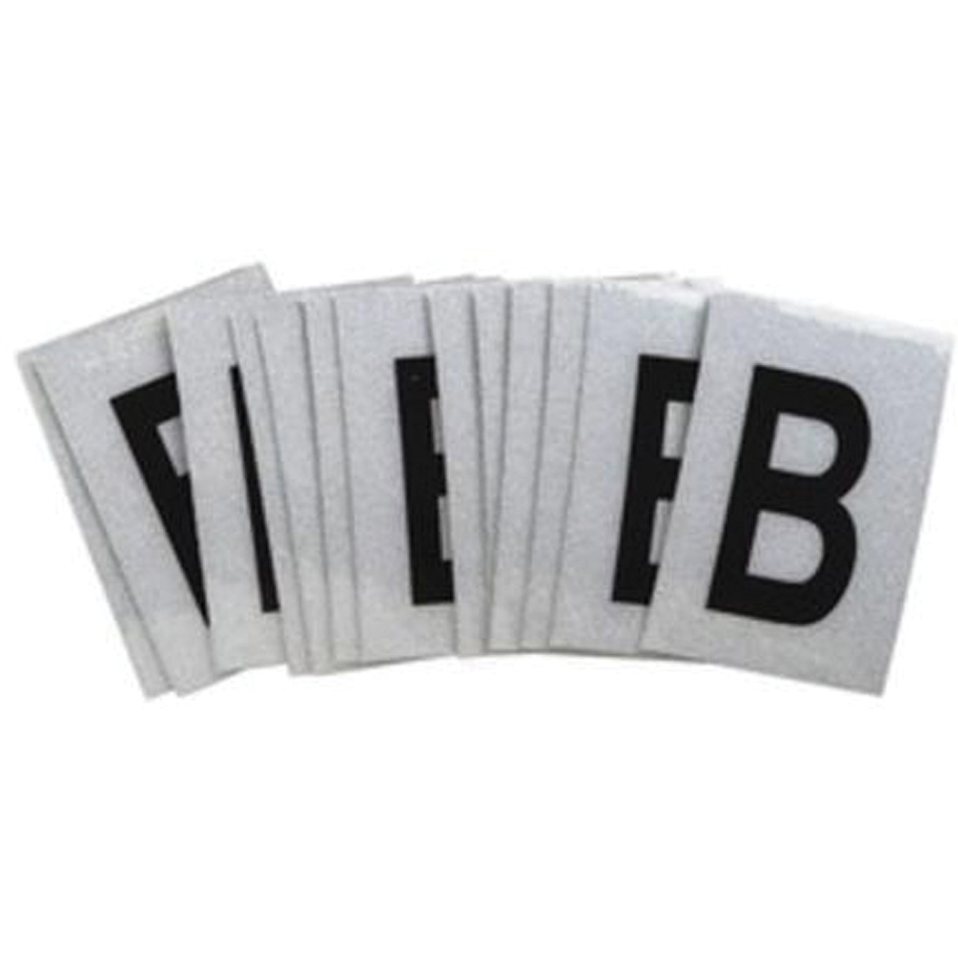 Brady Reflective Individual Number and Letter Labels, B, 1" H, Black on Silver