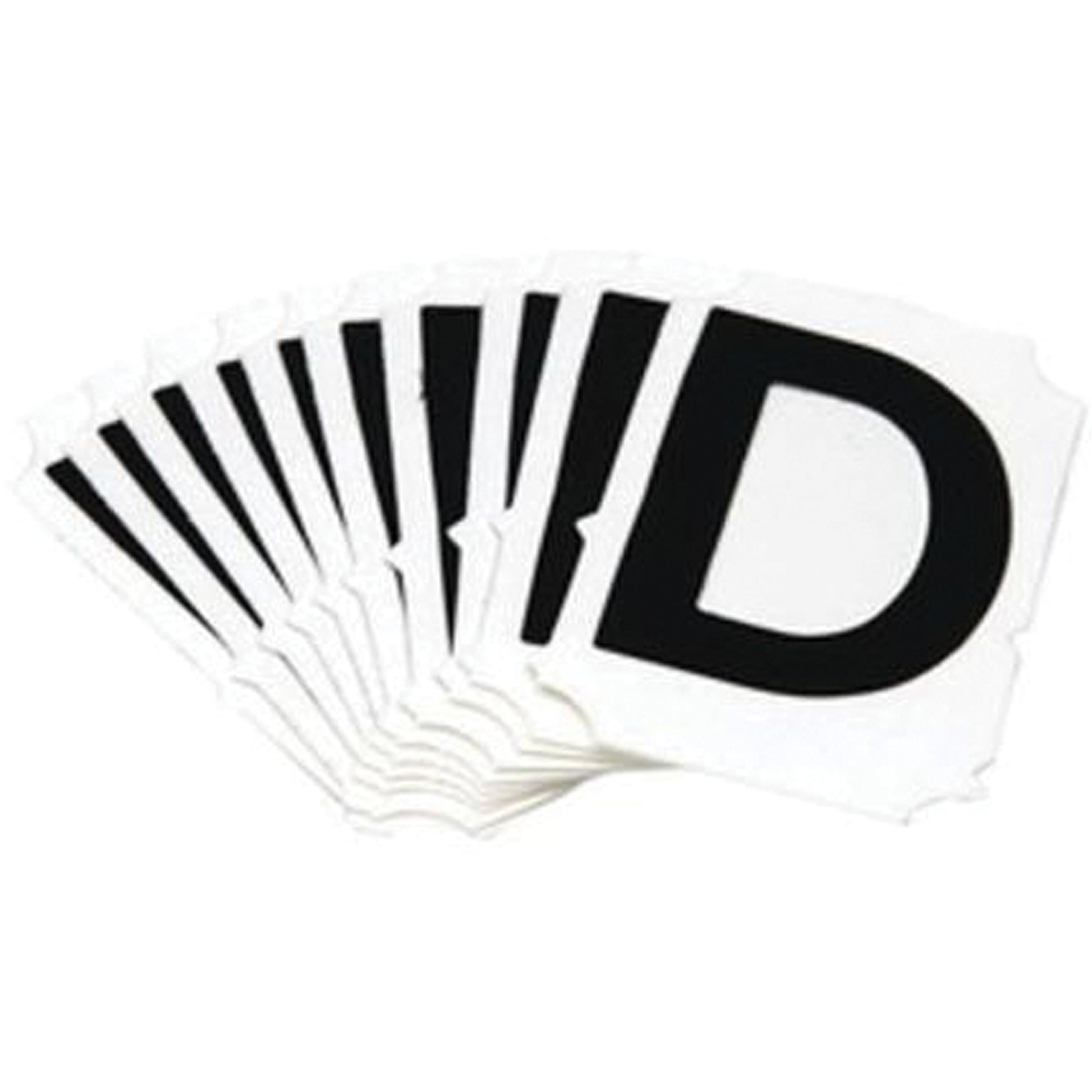 Brady Reflective Individual Number and Letter Labels, D, 1" H, Black on Silver