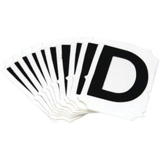 Brady Reflective Individual Number and Letter Labels, D, 1" H, Black on Silver