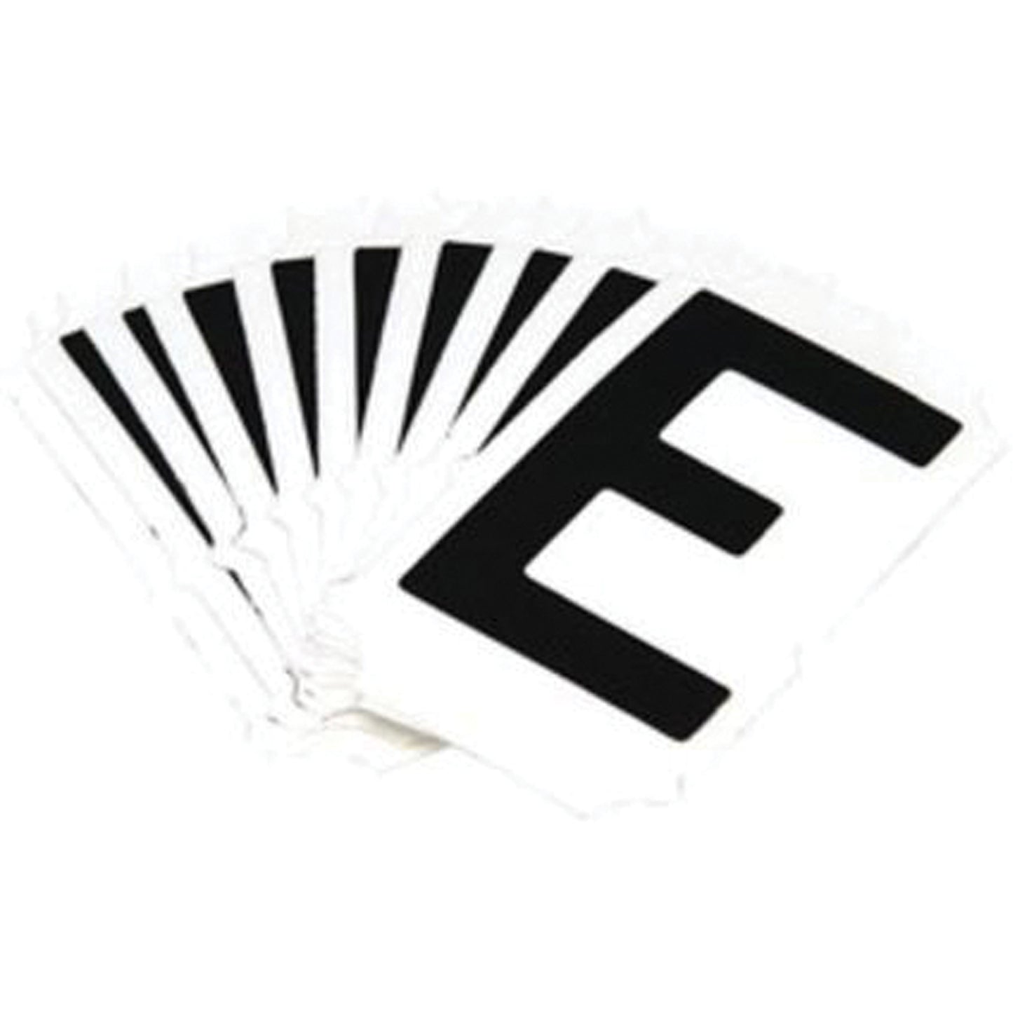 Brady Reflective Individual Number and Letter Labels, E, 1" H, Black on Silver