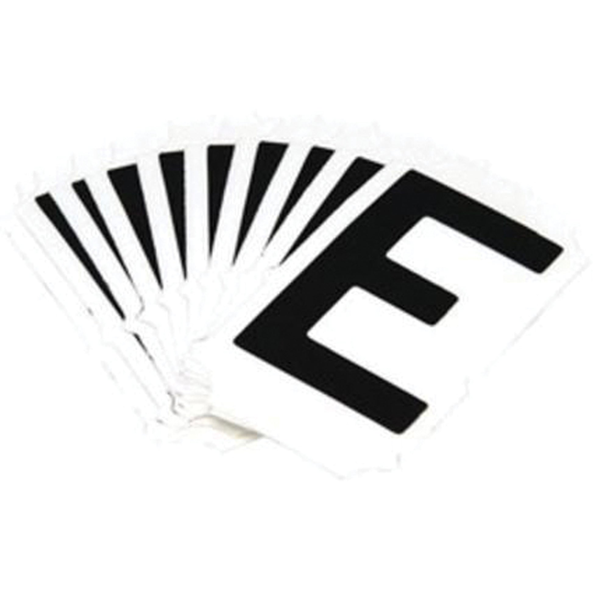 Brady Reflective Individual Number and Letter Labels, E, 1" H, Black on Silver
