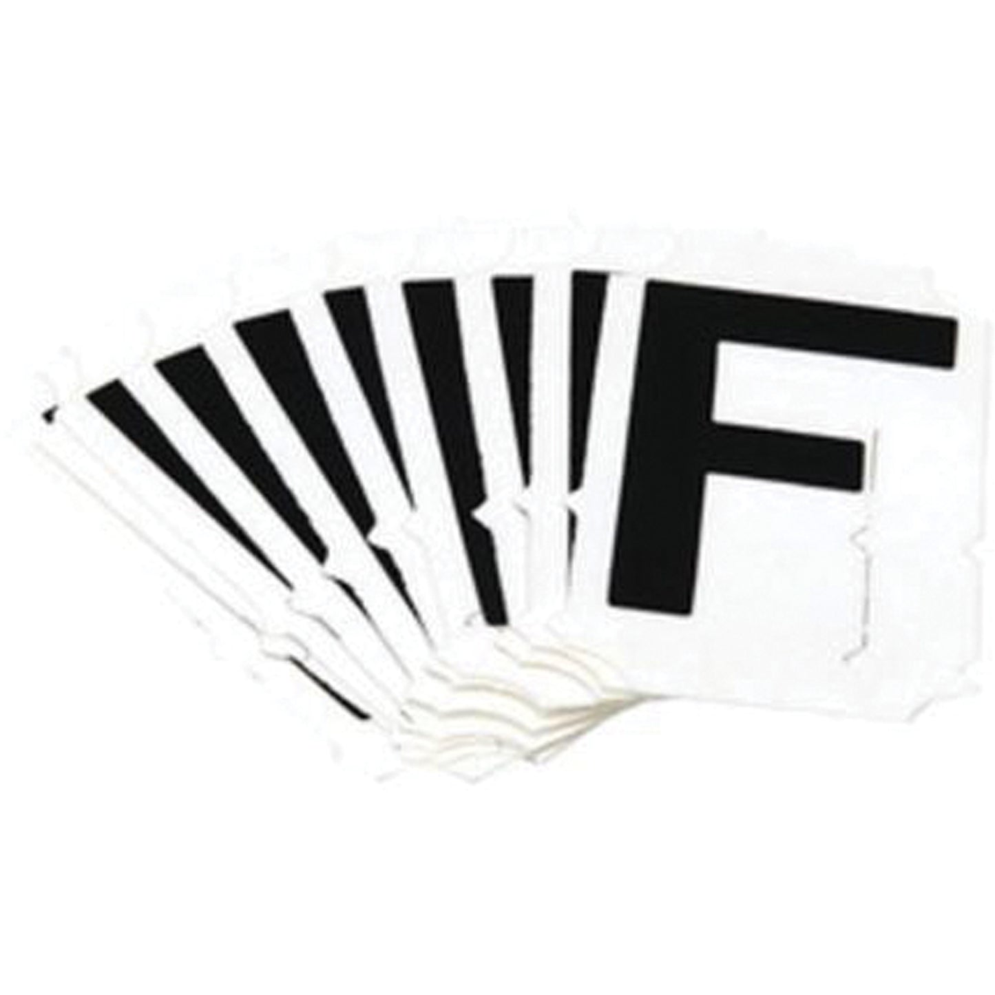 Brady Reflective Individual Number and Letter Labels, F, 1" H, Black on Silver