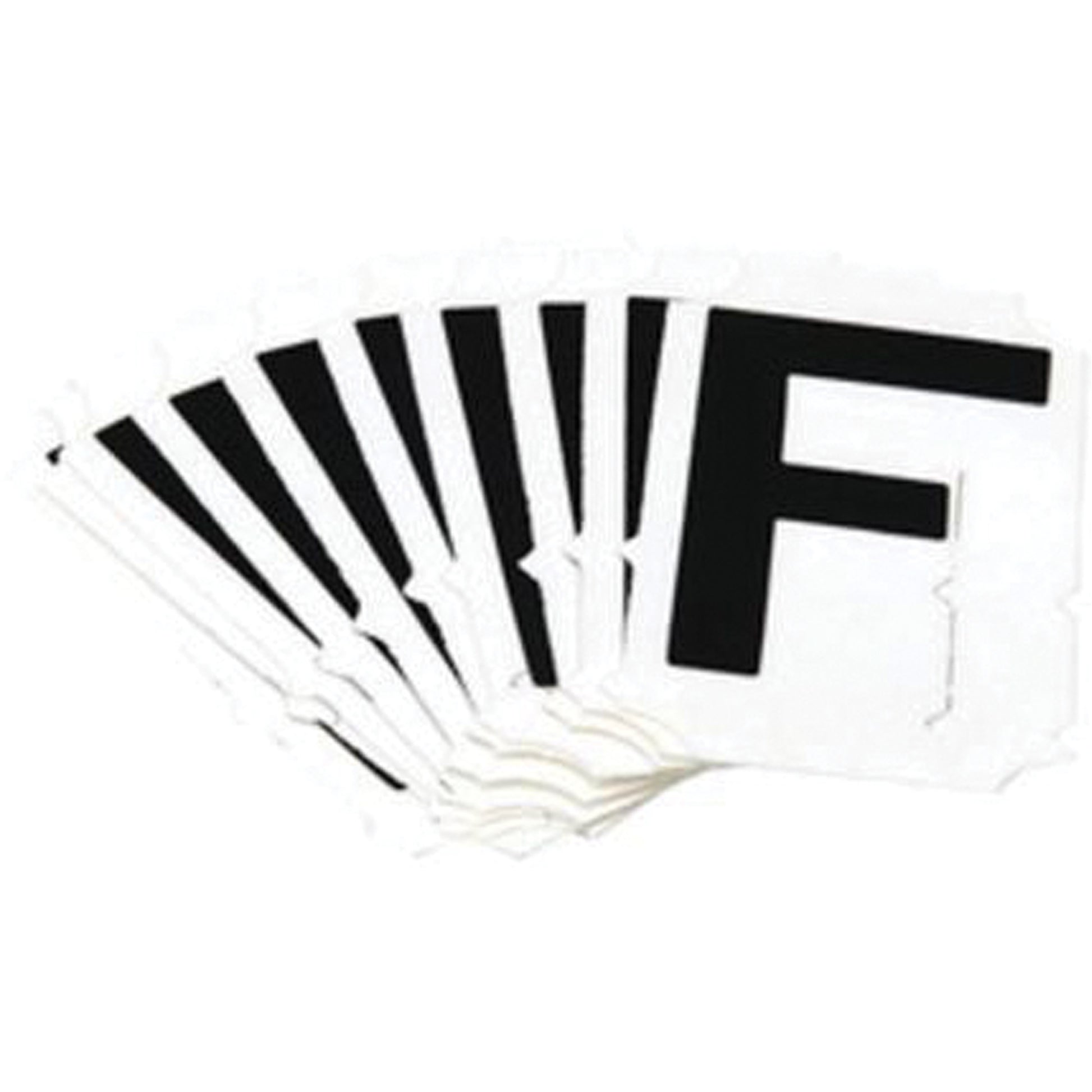 Brady Reflective Individual Number and Letter Labels, F, 1" H, Black on Silver