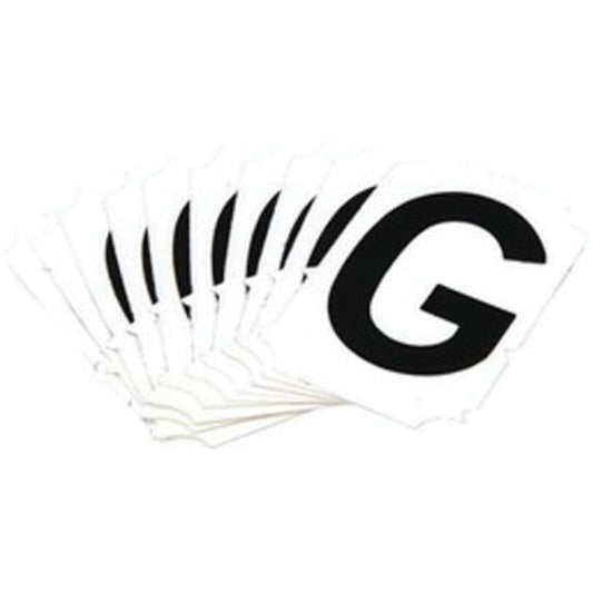 Brady Reflective Individual Number and Letter Labels, G, 1" H, Black on Silver