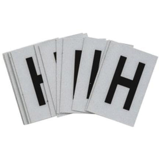 Brady Reflective Individual Number and Letter Labels, H, 1" H, Black on Silver
