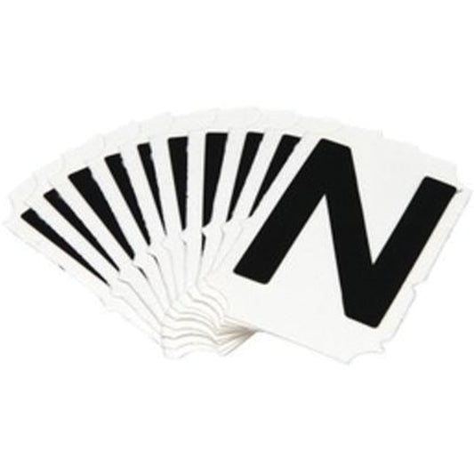 Brady Reflective Individual Number & Letter Labels, N, 1" H, Black on Silver