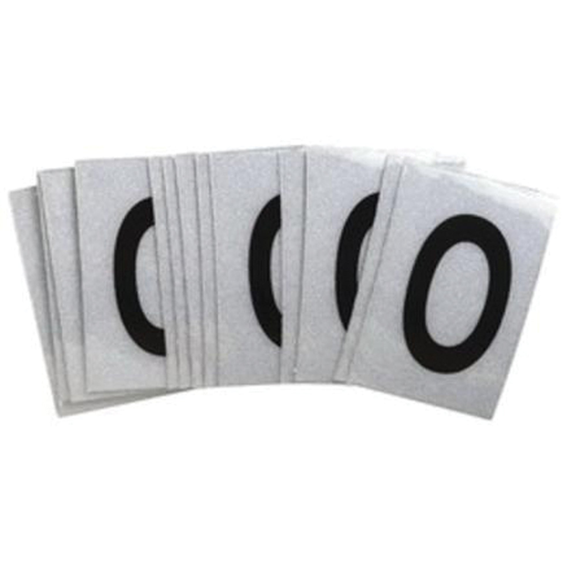 Brady Reflective Individual Number & Letter Labels, O, 1" H, Black on Silver