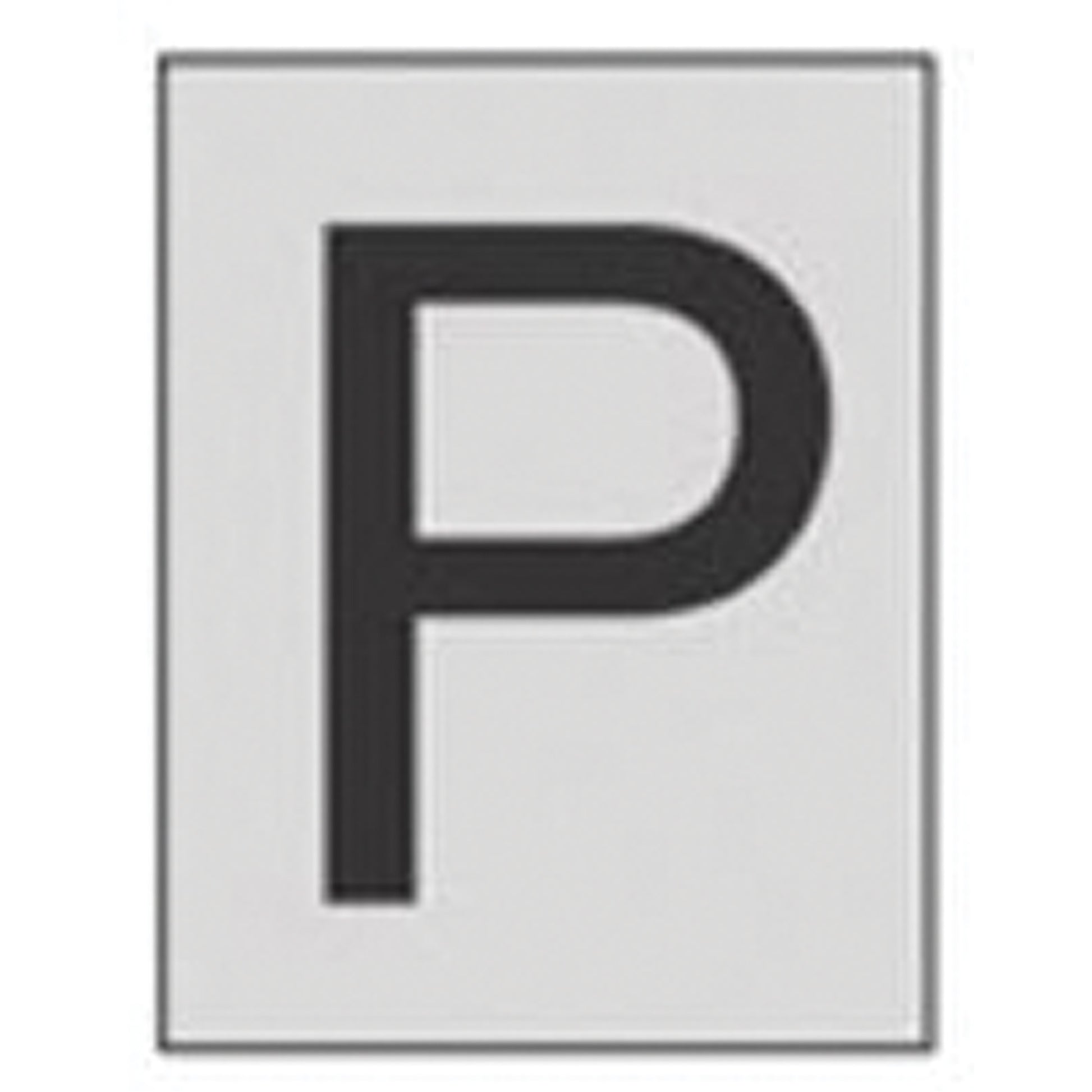 Brady Reflective Individual Number & Letter Labels, P, 1" H, Black on Silver