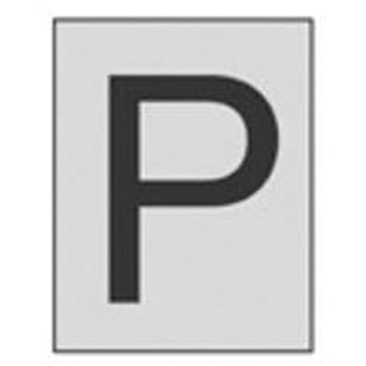 Brady Reflective Individual Number & Letter Labels, P, 1" H, Black on Silver