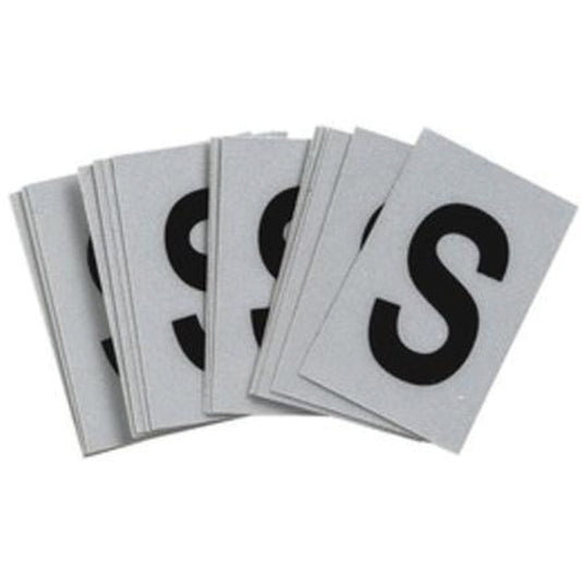 Brady Reflective Individual Number & Letter Labels, S, 1" H, Black on Silver