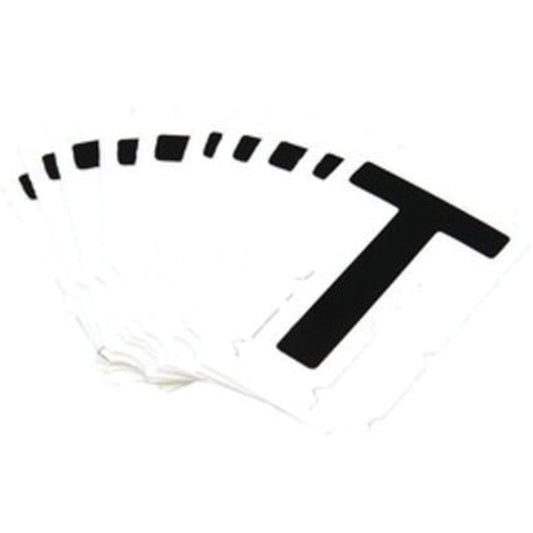 Brady Reflective Individual Number & Letter Labels, T, 1" H, Black on Silver