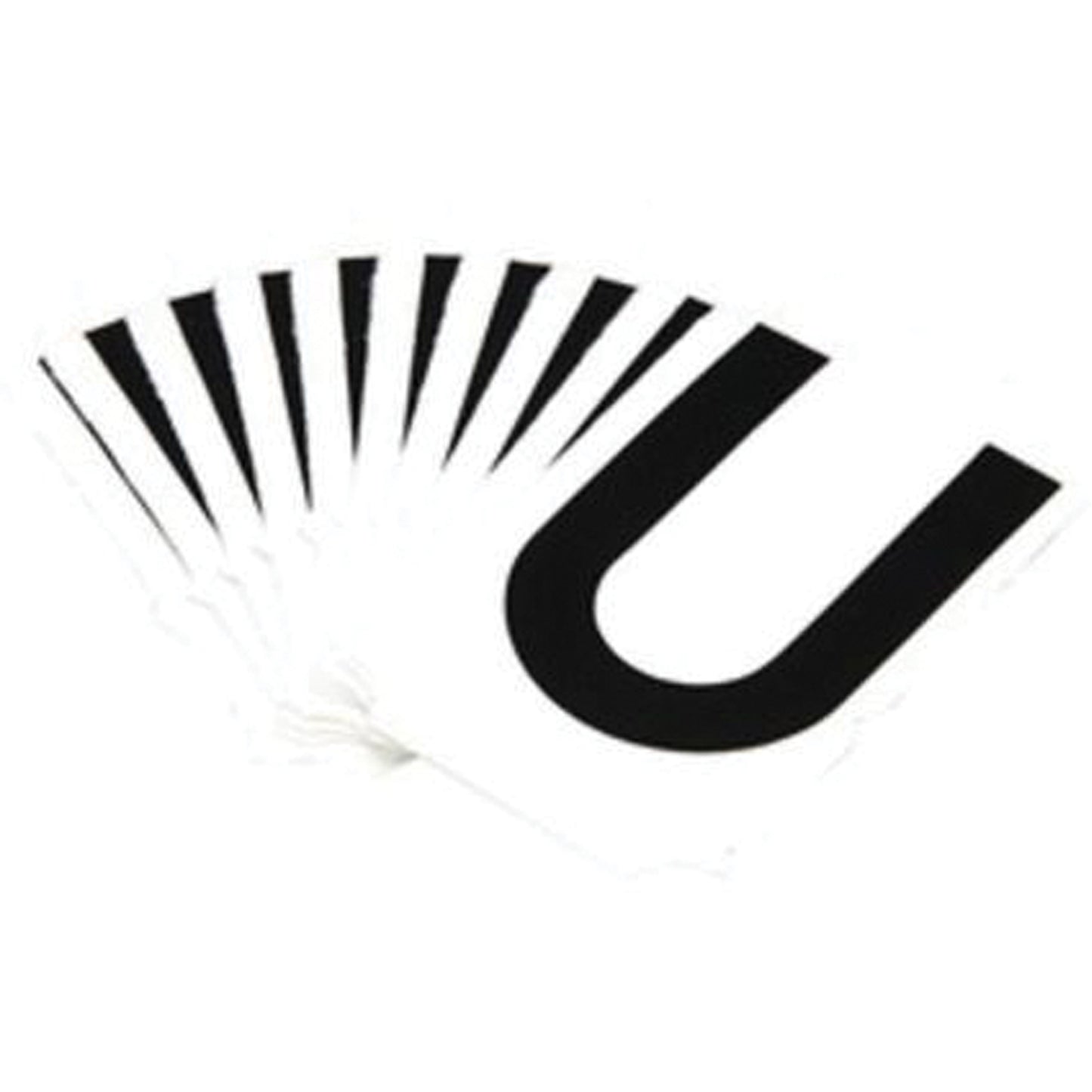 Brady Reflective Individual Number & Letter Labels, U, 1" H, Black on Silver