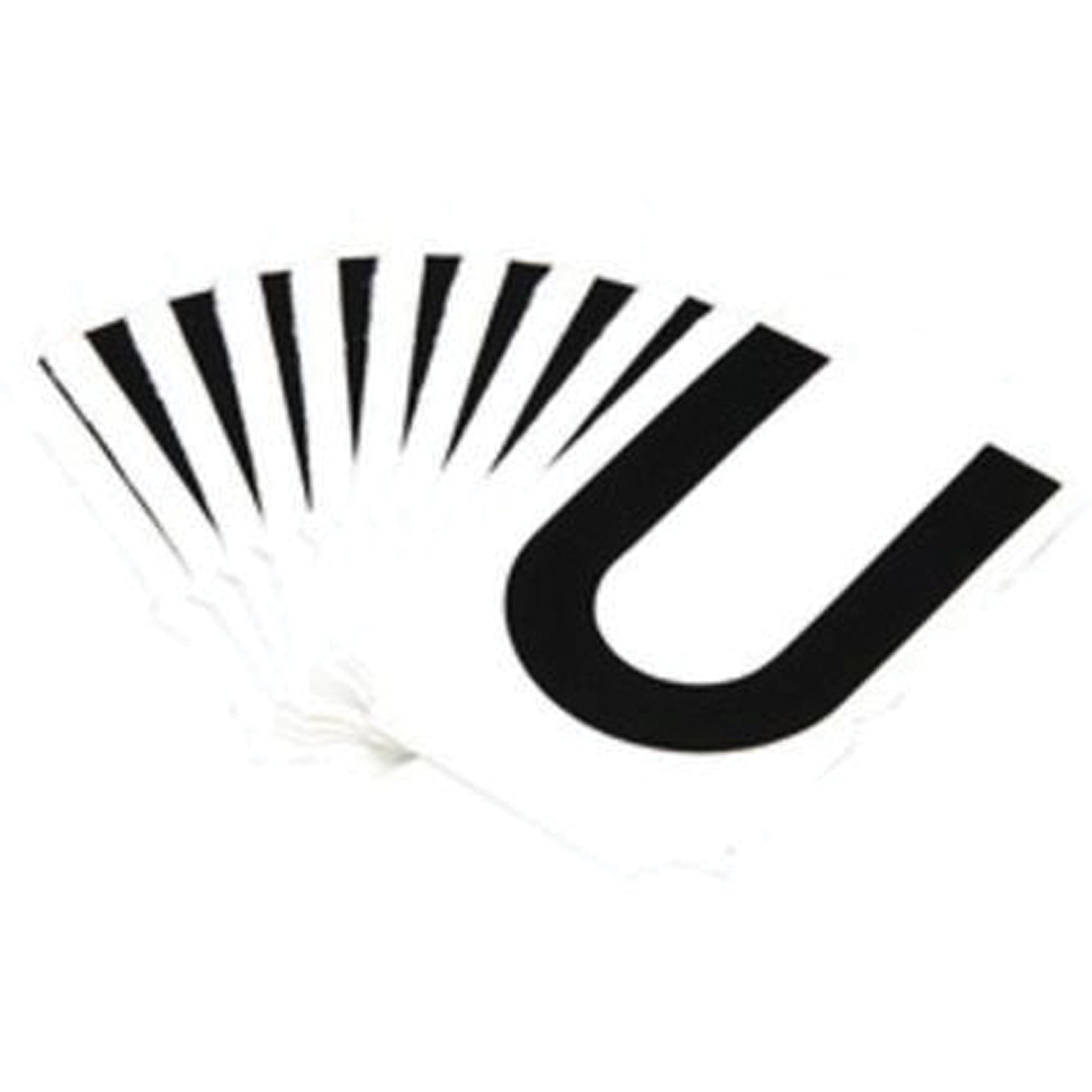 Brady Reflective Individual Number & Letter Labels, U, 1" H, Black on Silver