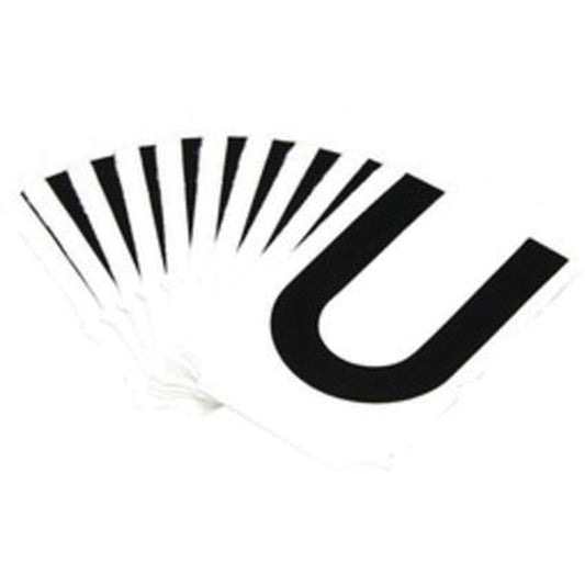 Brady Reflective Individual Number & Letter Labels, U, 1" H, Black on Silver