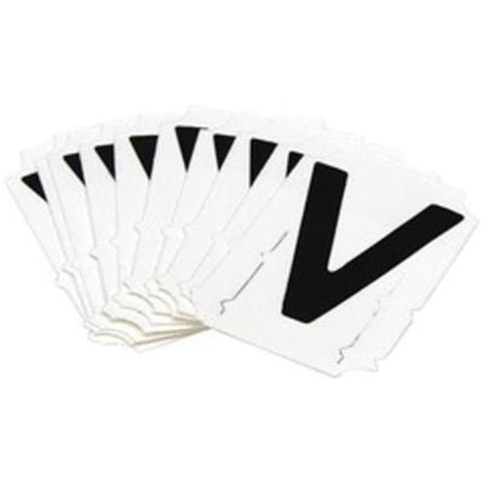 Brady Reflective Individual Number & Letter Labels, V, 1" H, Black on Silver