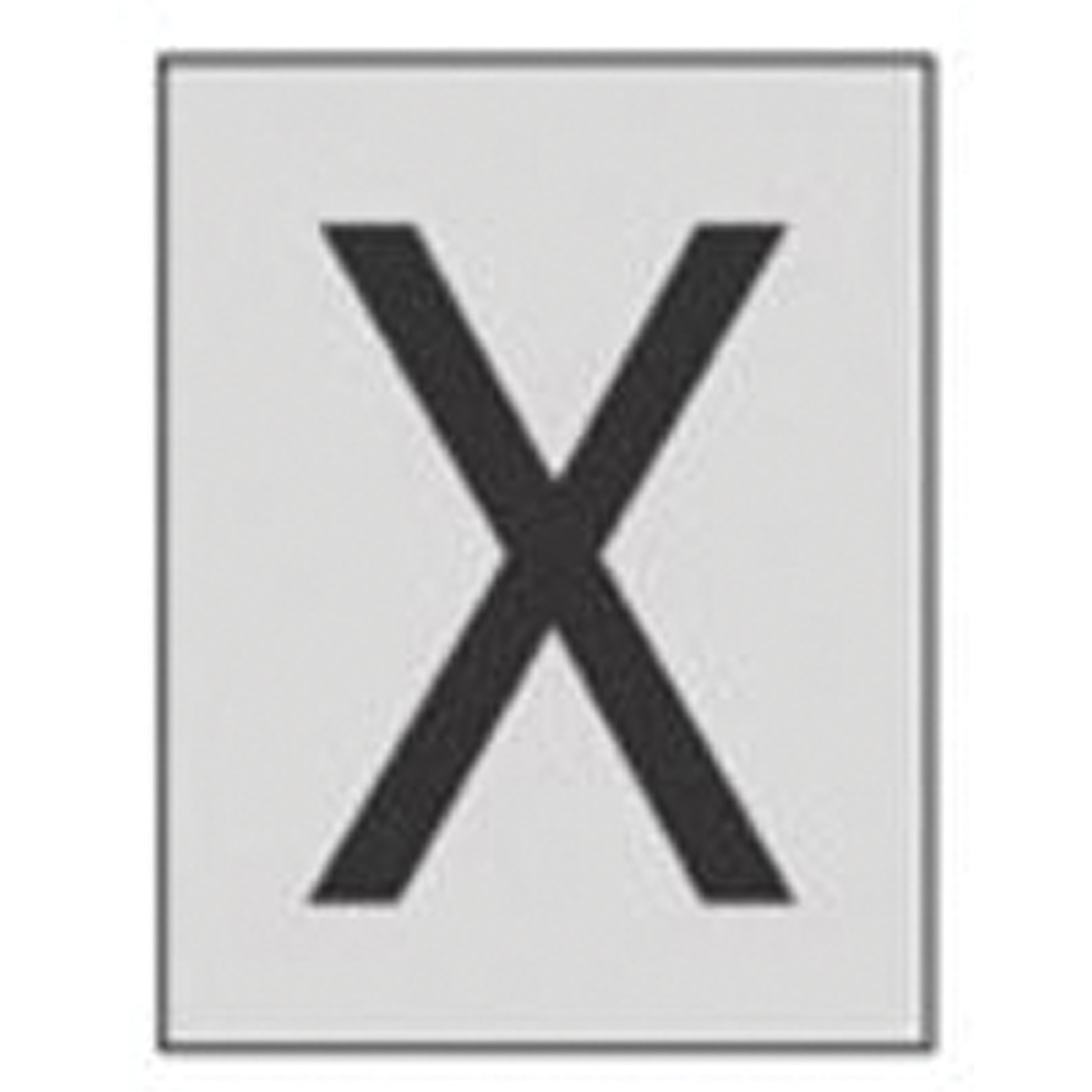 Brady Reflective Individual Number & Letter Labels, X, 1" H, Black on Silver
