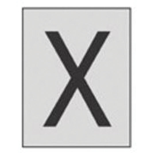 Brady Reflective Individual Number & Letter Labels, X, 1" H, Black on Silver