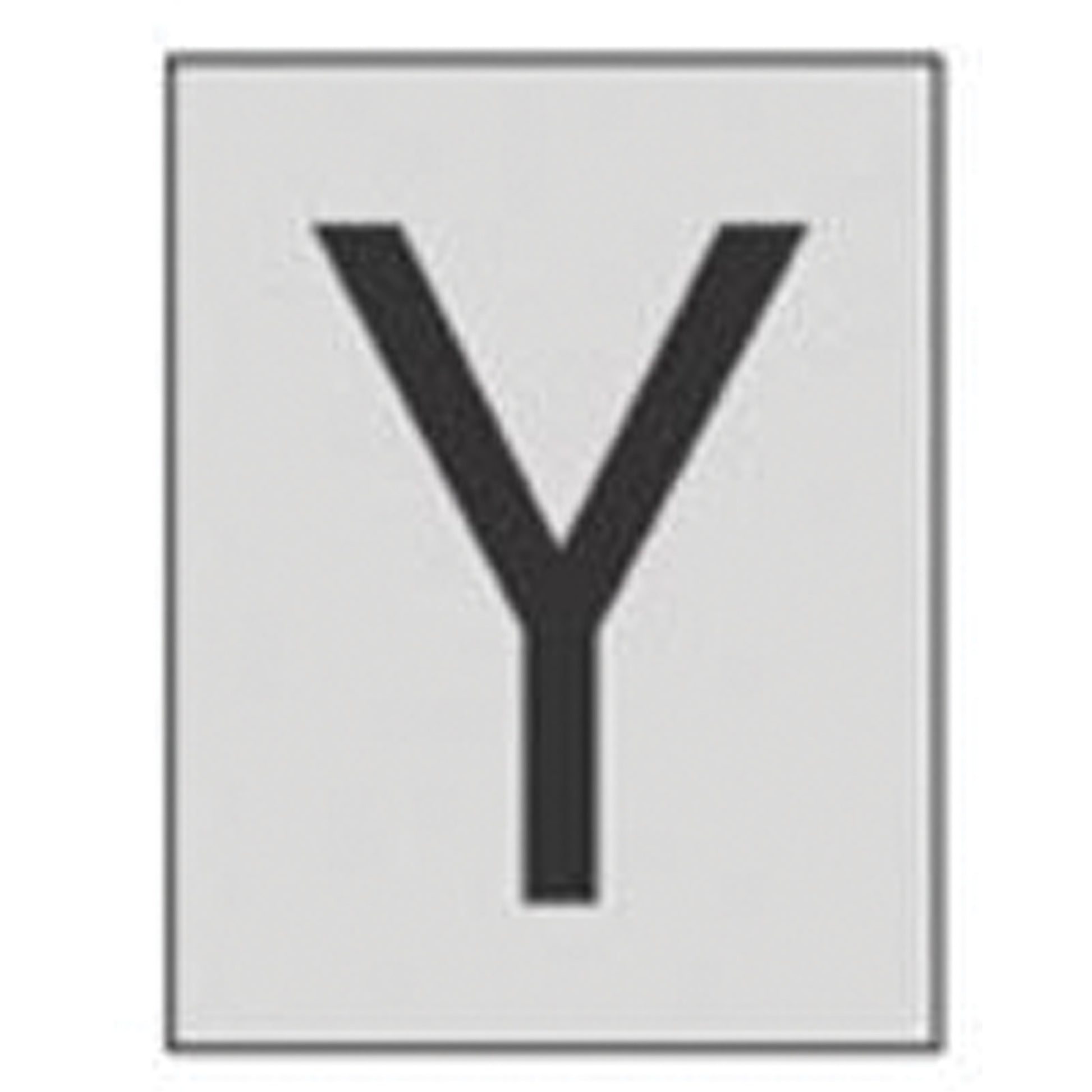 Brady Reflective Individual Number & Letter Labels, Y, 1" H, Black on Silver