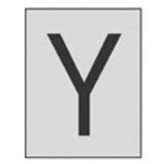 Brady Reflective Individual Number & Letter Labels, Y, 1" H, Black on Silver