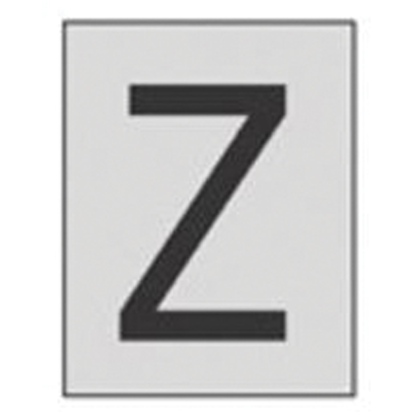 Brady Reflective Individual Number & Letter Labels, Z, 1" H, Black on Silver