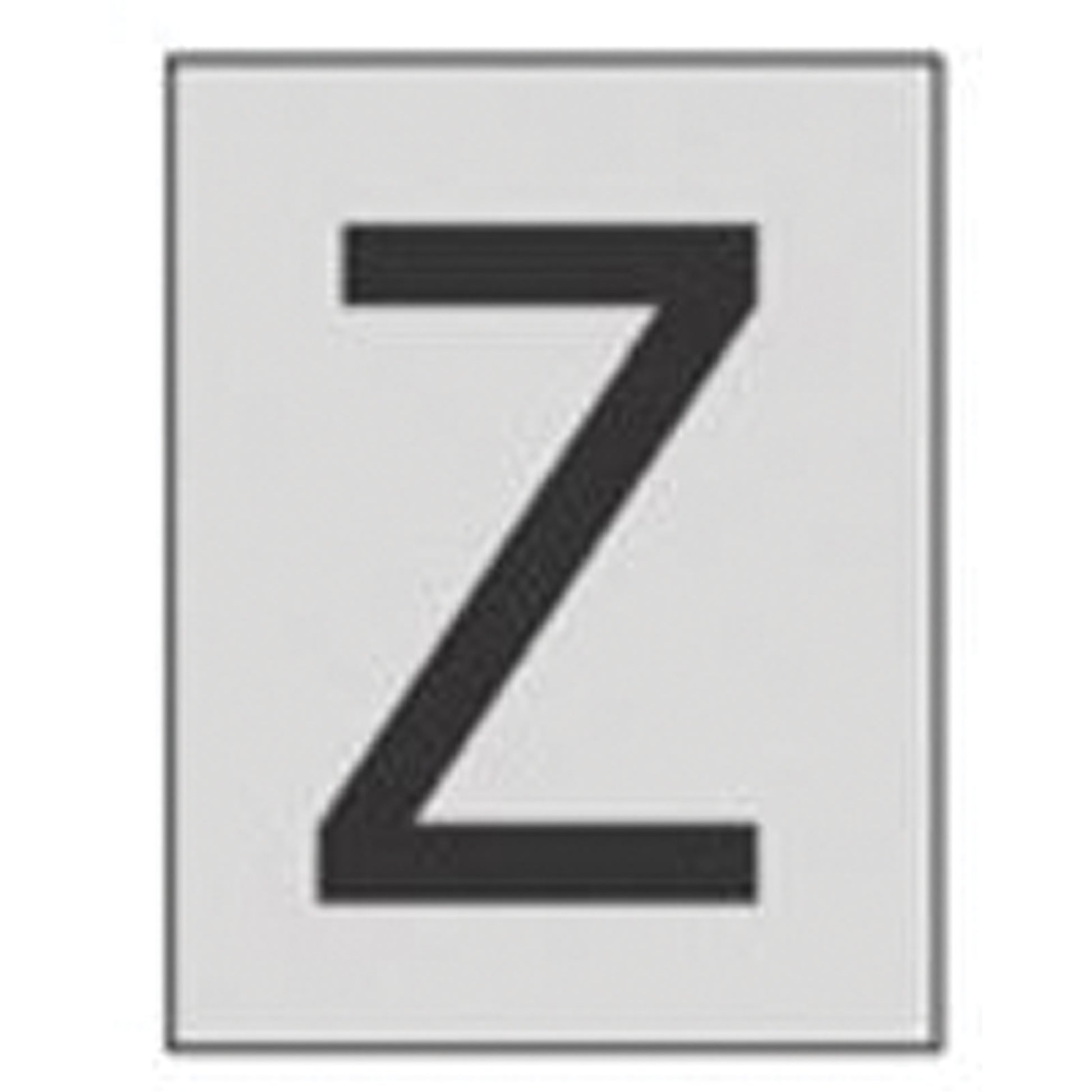 Brady Reflective Individual Number & Letter Labels, Z, 1" H, Black on Silver