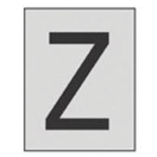Brady Reflective Individual Number & Letter Labels, Z, 1" H, Black on Silver