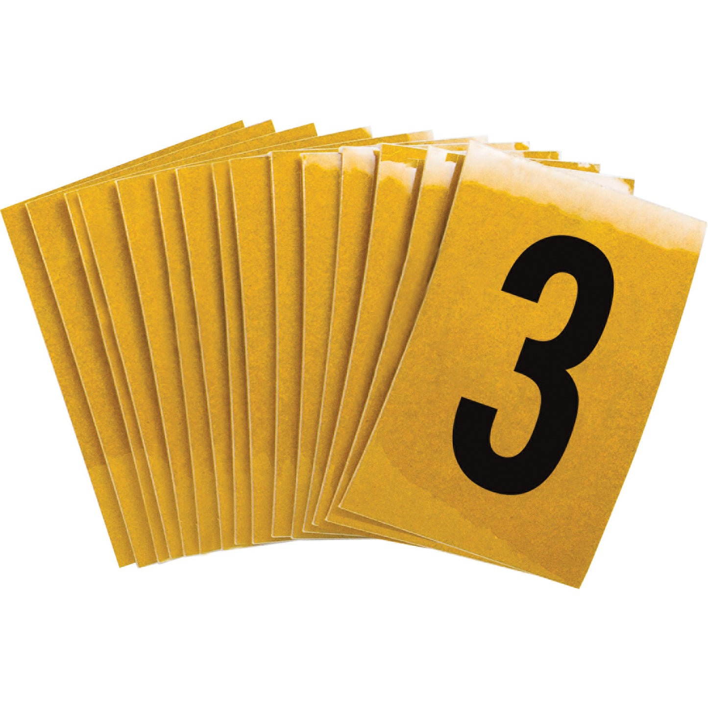 Brady Reflective Individual Number and Letter Labels, 3, 1" H, Black on Yellow