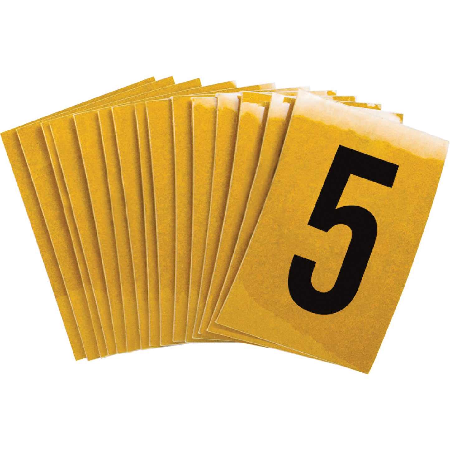 Brady Reflective Individual Number and Letter Labels, 5, 1" H, Black on Yellow