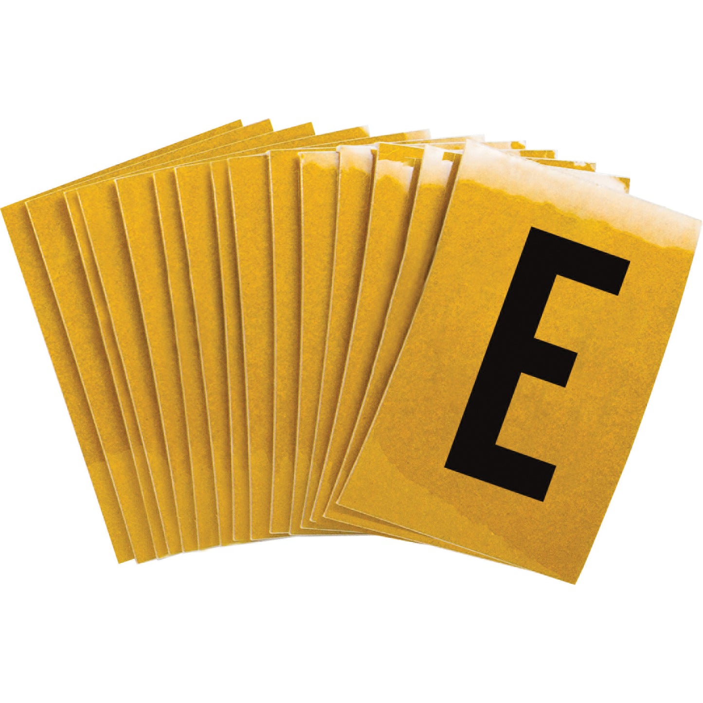 Brady Reflective Individual Number and Letter Labels, E, 1" H, Black on Yellow