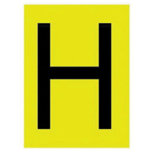 Brady Reflective Individual Number and Letter Labels, H, 1" H, Black on Yellow