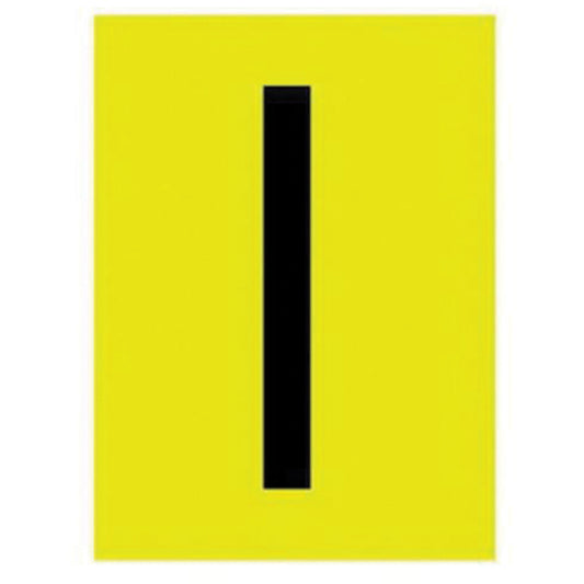 Brady Reflective Individual Number and Letter Labels, I, 1" H, Black on Yellow