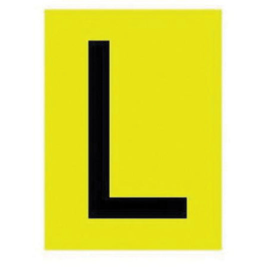 Brady Reflective Individual Number and Letter Labels, L, 1" H, Black on Yellow