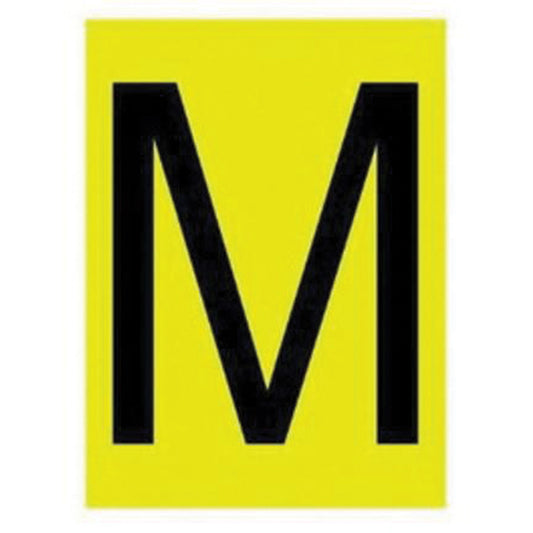 Brady Reflective Individual Number & Letter Labels, M, 1" H, Black on Yellow