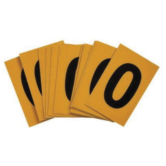 Brady Reflective Individual Number & Letter Labels, O, 1" H, Black on Yellow