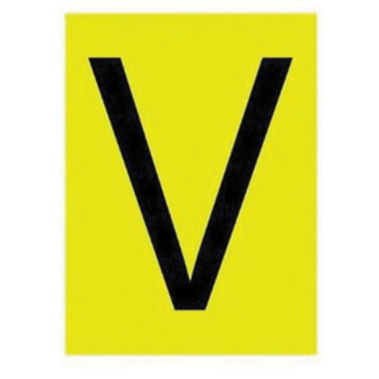 Brady Reflective Individual Number & Letter Labels, V, 1" H, Black on Yellow
