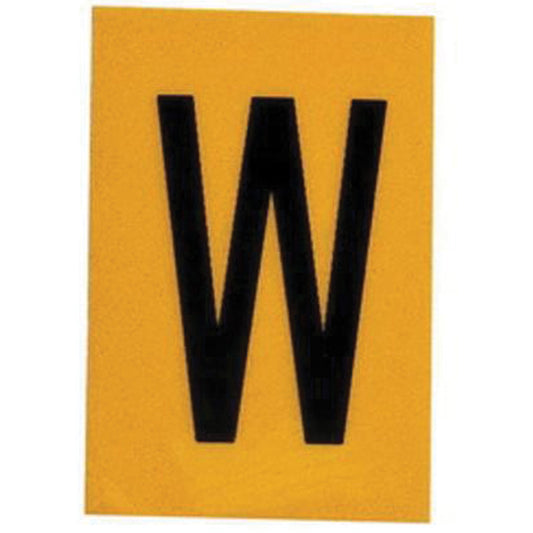 Brady Reflective Individual Number & Letter Labels, W, 1" H, Black on Yellow