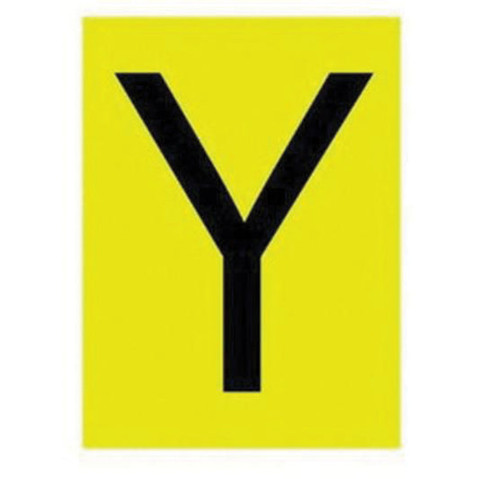 Brady Reflective Individual Number & Letter Labels, Y, 1" H, Black on Yellow