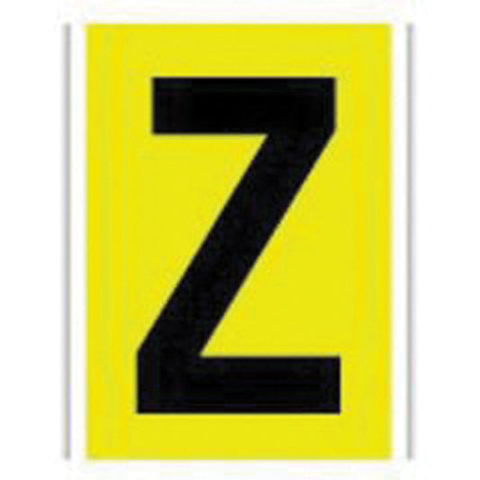 Brady Reflective Individual Number & Letter Labels, Z, 1" H, Black on Yellow
