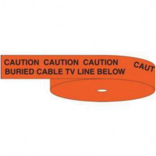 Brady "Buried Cable TV Line Below" Identoline® Underground Warning Tape, 6" W x 1000' L, Black on Orange